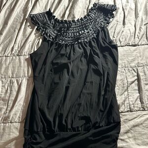 Perseption Black Ruffled‎ Neck Blouse